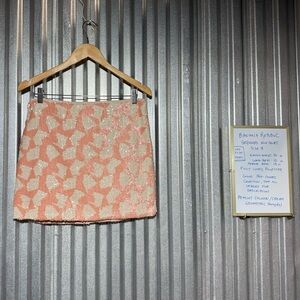 Vintage Banana Republic size 8 Sequin Salmon and Cream Mini Skirt, Lined,